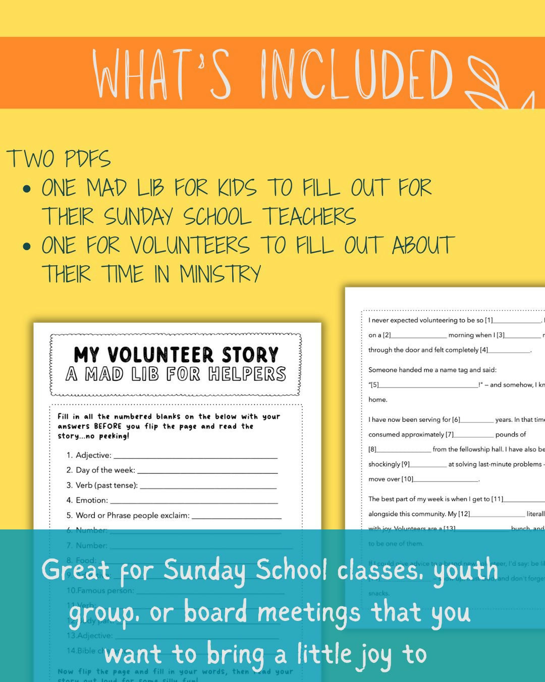 Volunteer Appreciation Mad Libs — Printable Activity Set