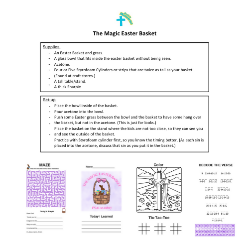 The Magic Easter Basket (Psalm 118:17) Children's Easter Sermon/Lesson and Activity Book