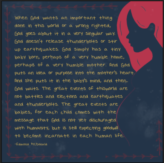 Mother's Day Folk Art Quote Graphic — "The Great Events Are Babies"