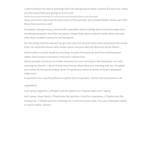 Children's Sermon - Party Time - (Matthew 22:1–14)