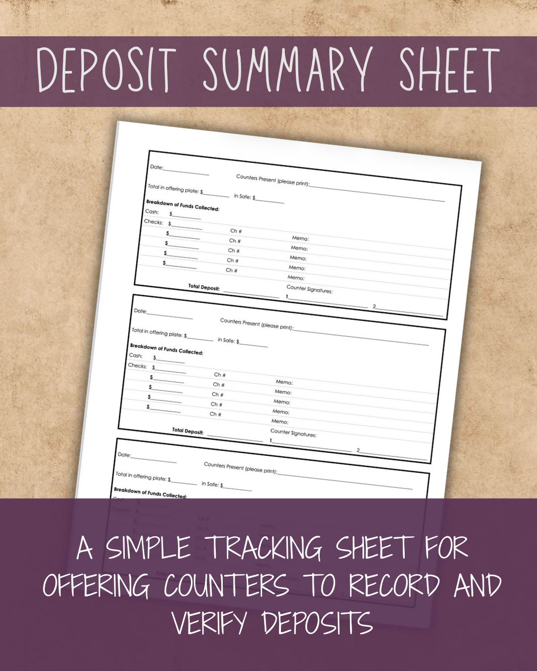 Deposit Summary Sheet
