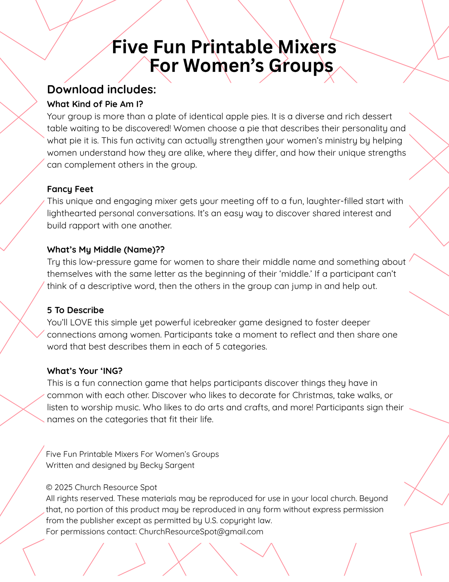 5 Fun Printable Mixers for Women’s Groups