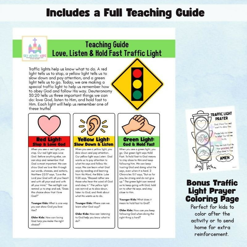 Love, Listen & Hold Fast Traffic Light Bible Craft | Deuteronomy 30:20