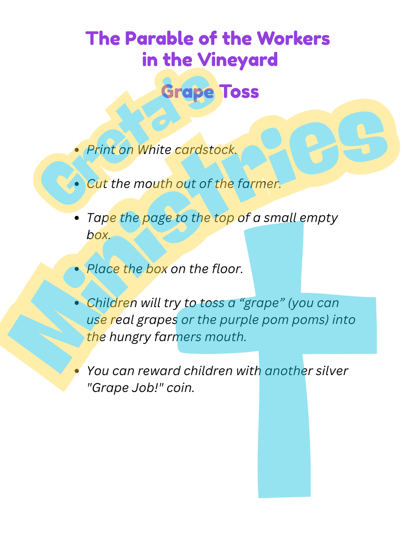 Parable The Workers in the Vineyard | Sunday School Lesson Plan | Crafts & Games