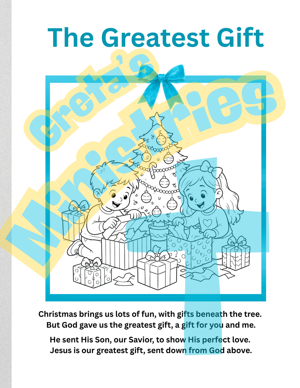 The Greatest Christmas Gift – The Story of Jesus’ Birth | Rhyming Coloring Book