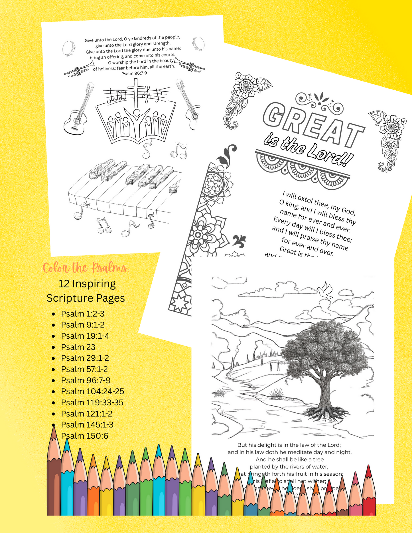 Color the Psalms: 12 Inspiring Scripture Pages