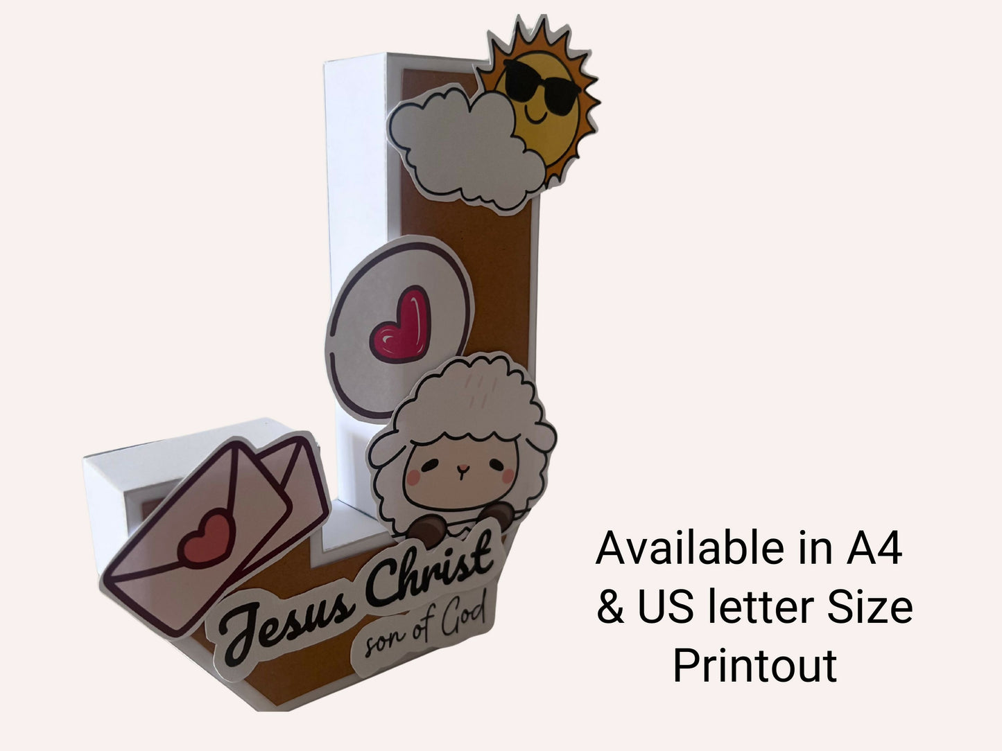3D Letter J for Jesus Name paper craft