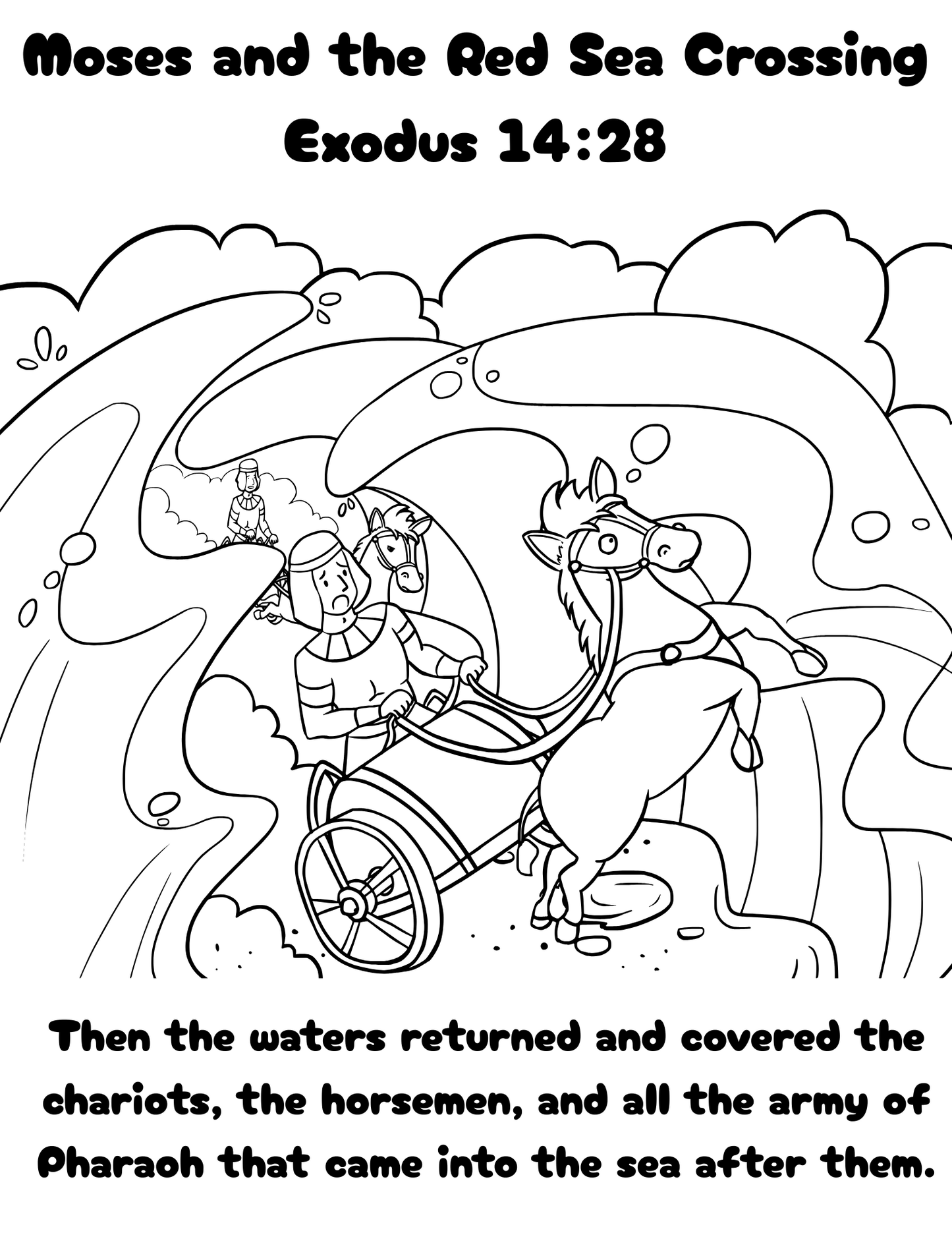 Moses and the Red Sea Crossing Coloring Page