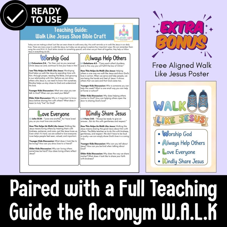 Walk Like Jesus Bible Craft for Kids | Shoe Sunday School Activity | Following Jesus Printable