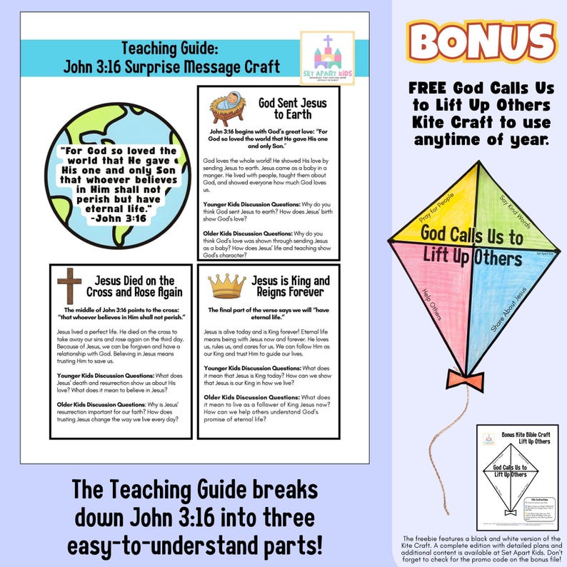 John 3:16 Foldable Bible Craft for Kids | God's Love Sunday School Activity | Scripture Craft