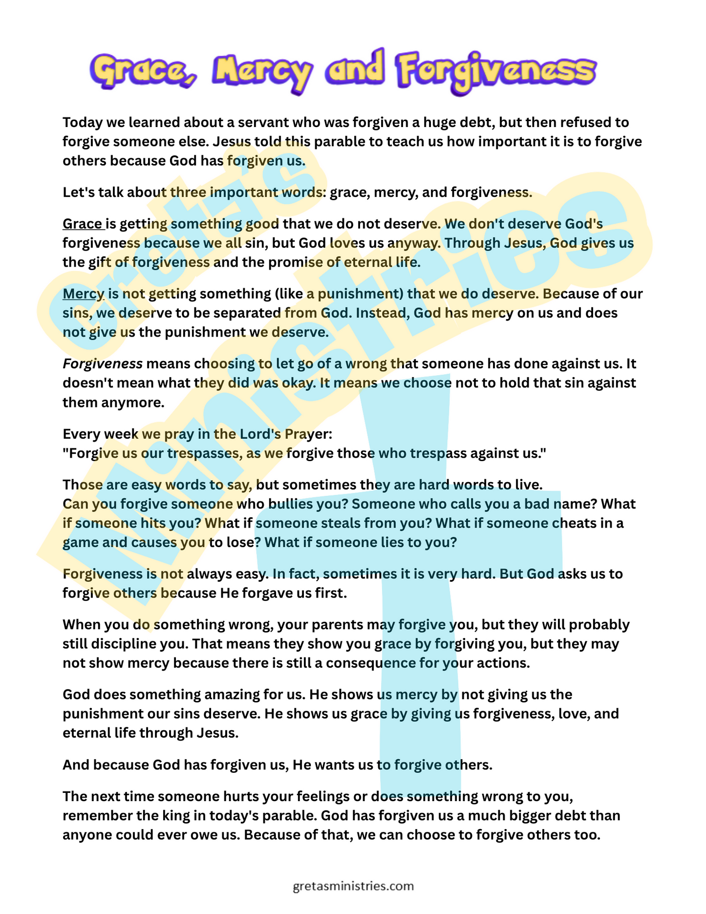 Parable Unforgiving Servant | Sunday School Lesson Plan | Forgive & Give GAME!