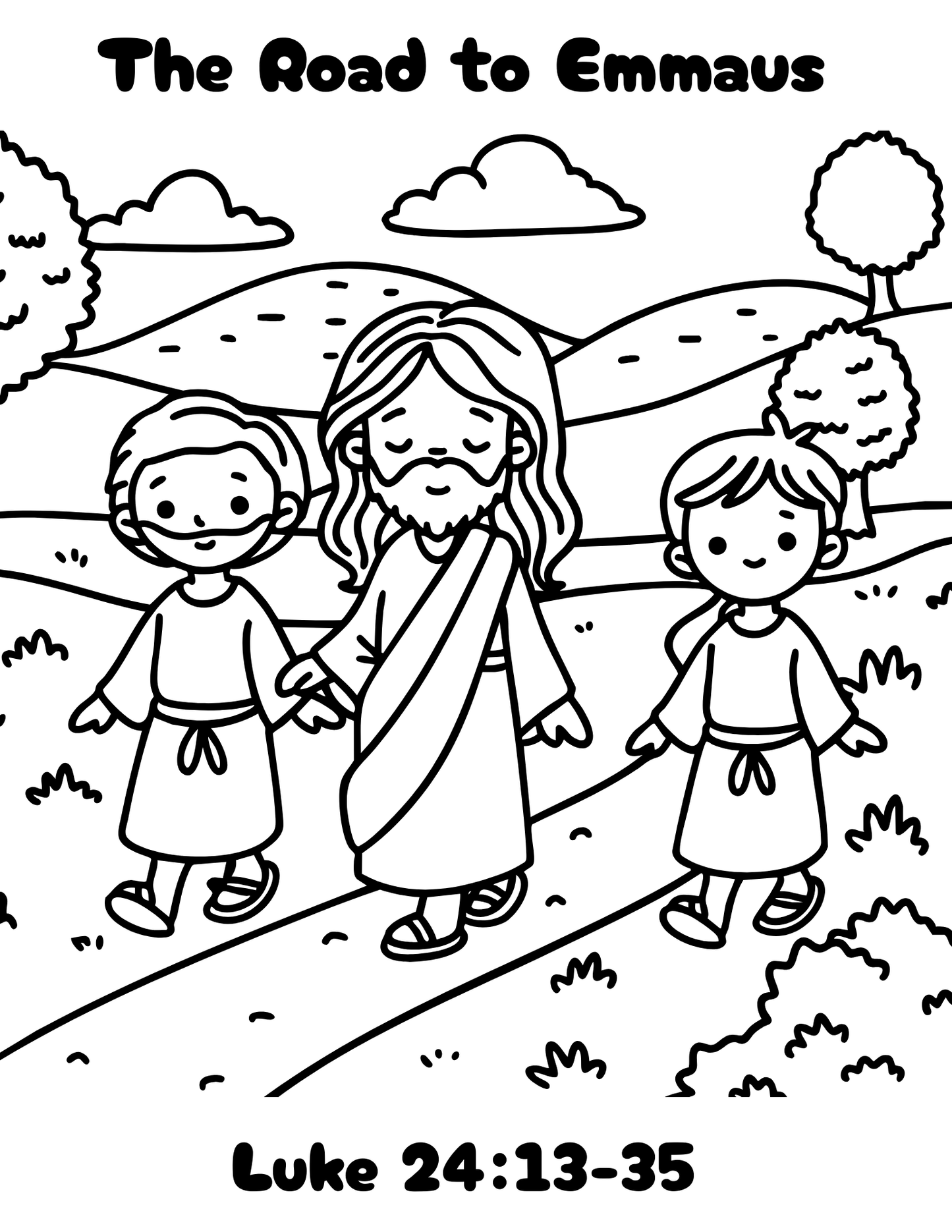 The Road to Emmaus Coloring Page.