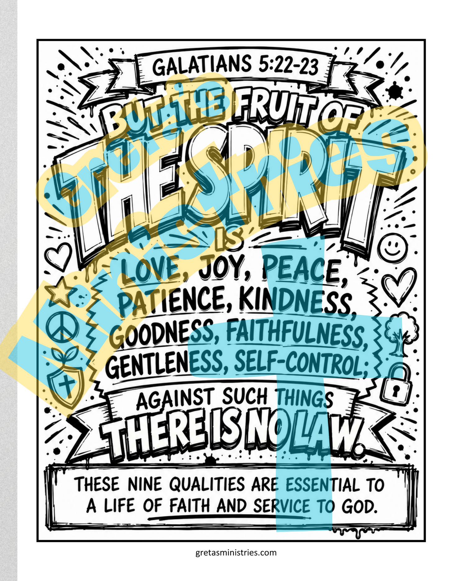 Fruit of the Spirit | Teen Coloring Pages | Bible Verse | Galatians 5:22–23