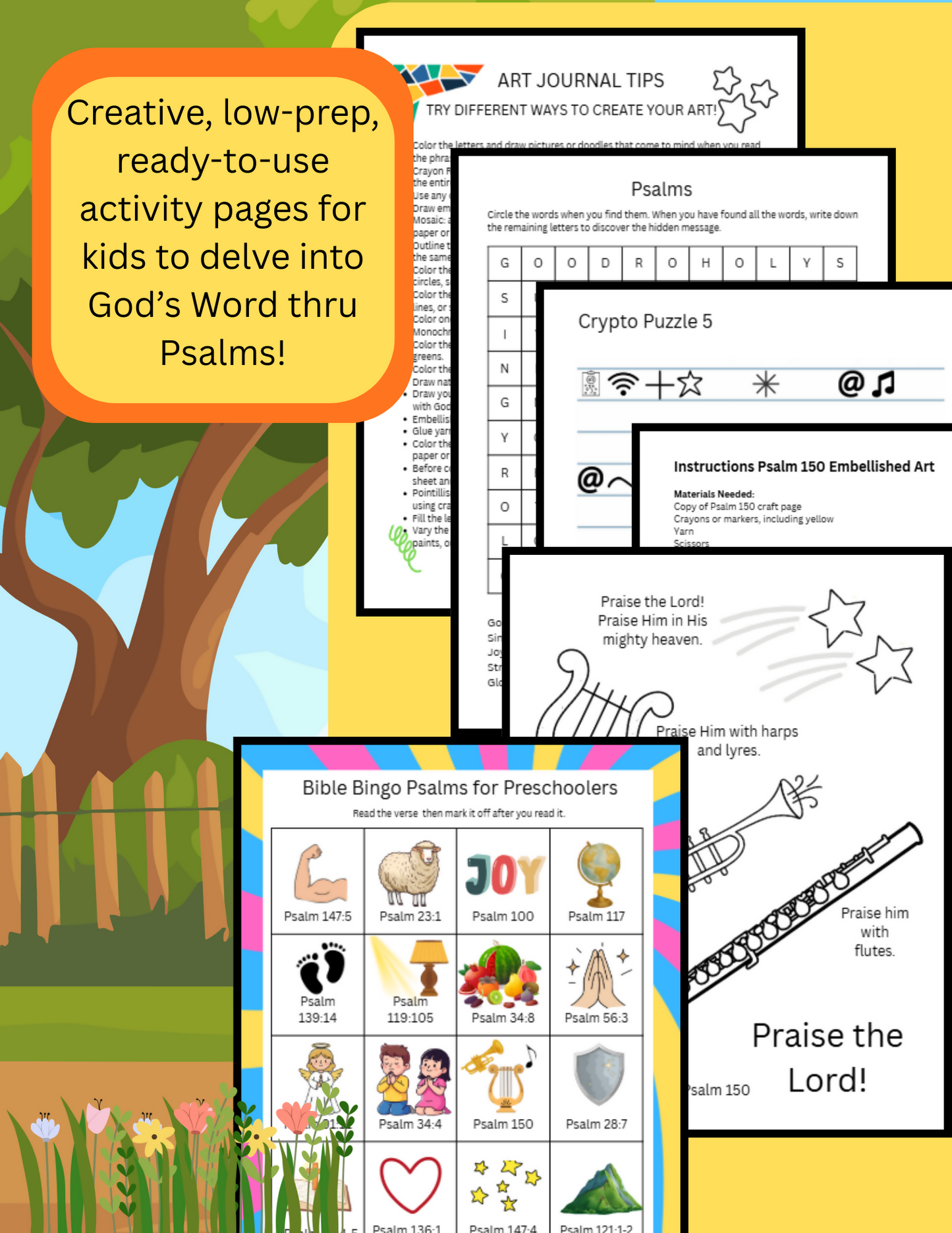 Activity Pages For Kids - Psalms