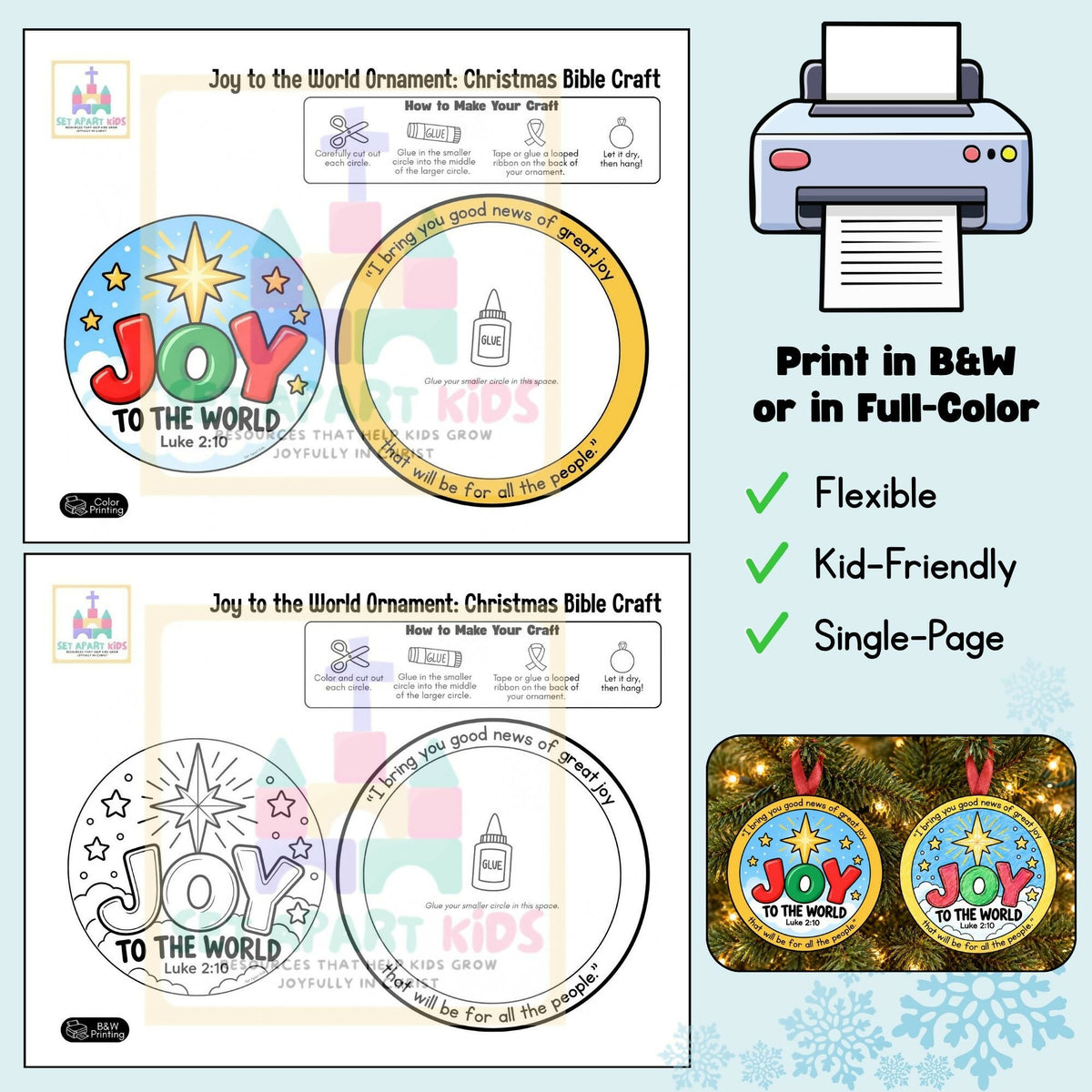 Joy to the World Christmas Bible Craft | Luke 2:10 Ornament for Kids