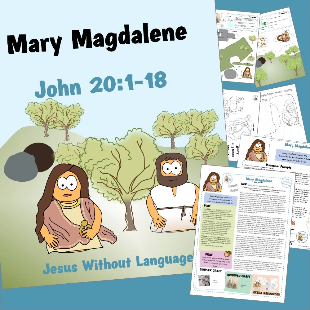 Mary Magdalene (John 20) Kidmin lesson with crafts and colouring