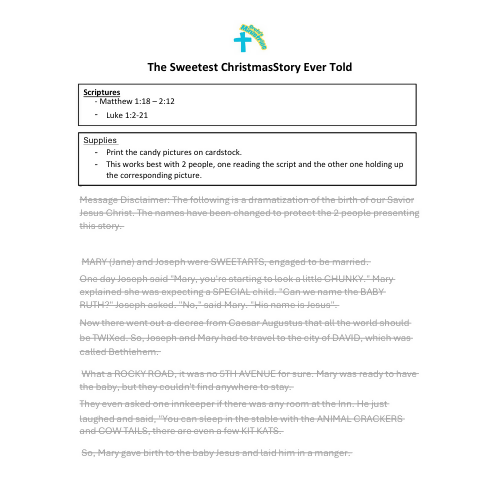 The Sweetest Christmas Story Ever Told for children and youth