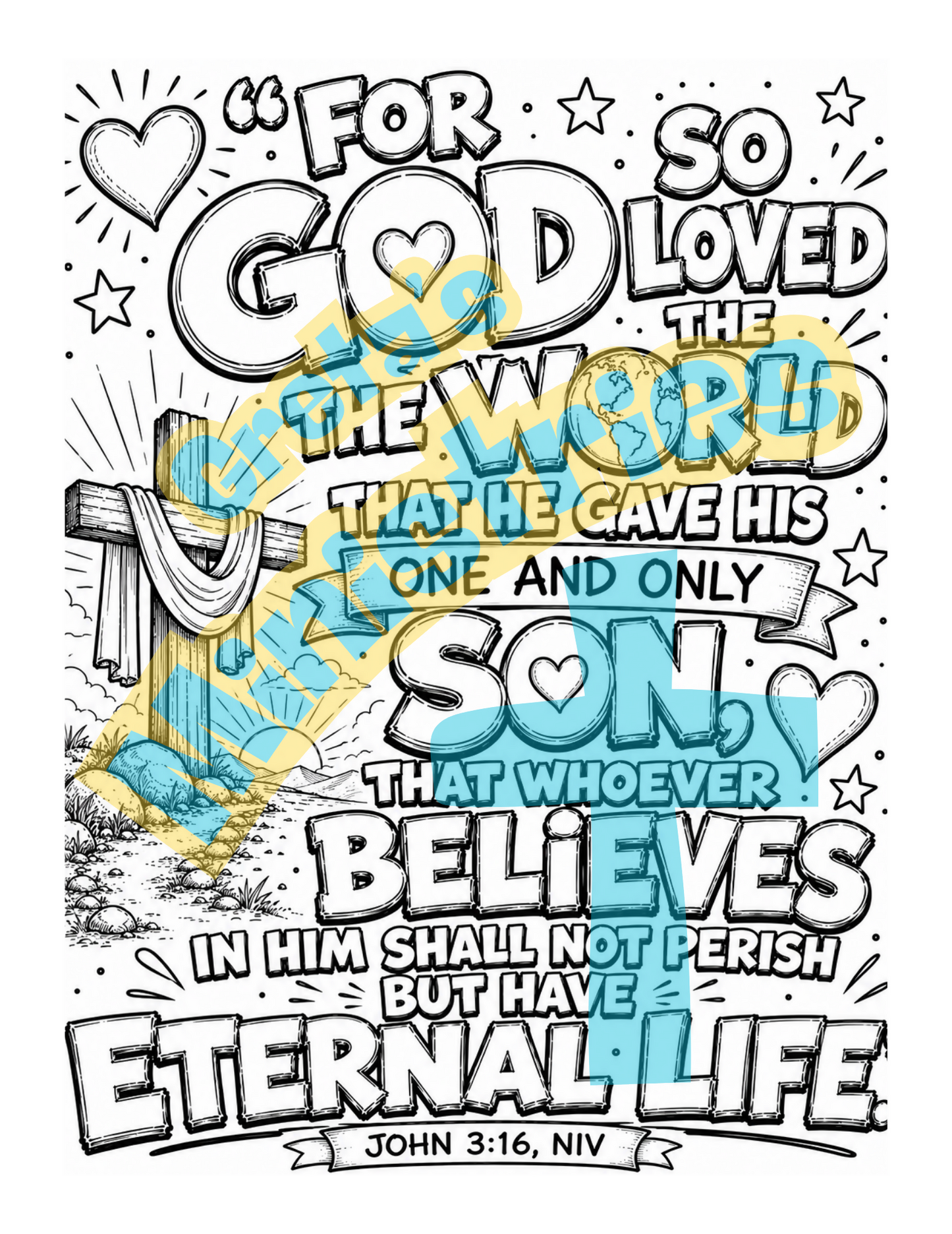Teen Bible Verse Coloring Pages & Posters Bundle | Faith & Salvation
