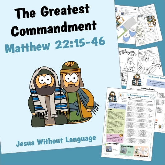 Greatest Commandment (Matthew 22) Kidmin lesson with crafts and colouring