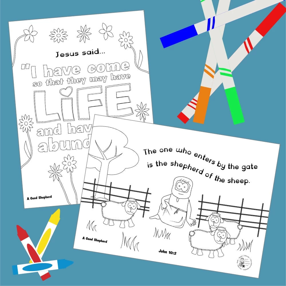 A Good Shepherd (John 10) Kidmin lesson with crafts and colouring