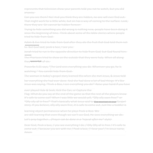 Children's Sermon - Hide and Seek (John 4:1-26)