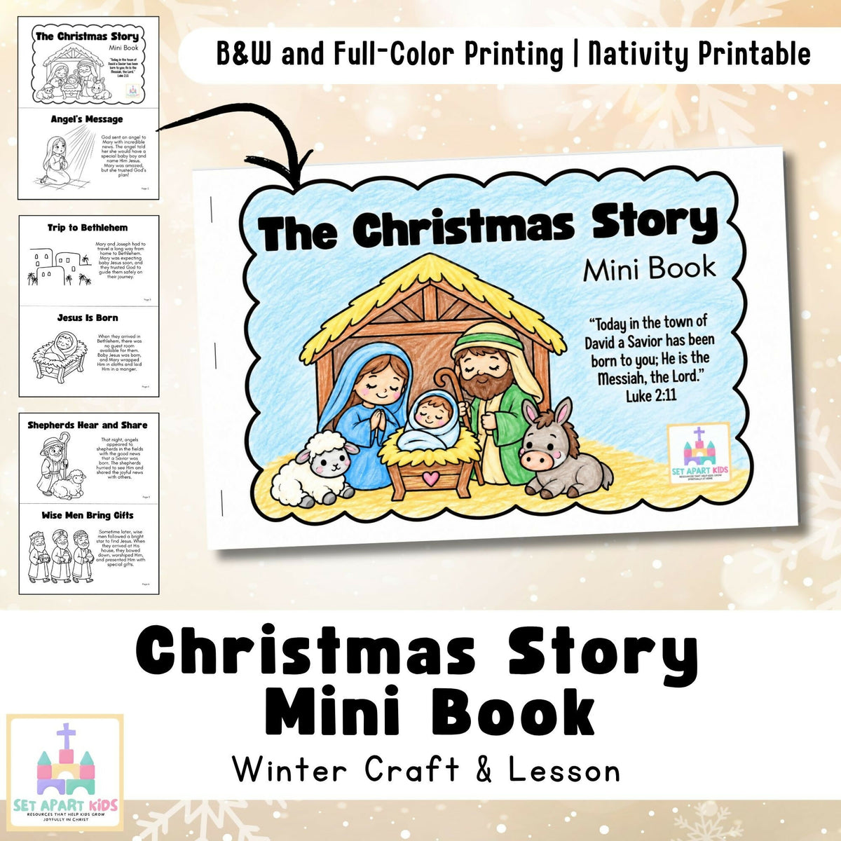 Christmas Sunday School Activity | Birth of Jesus Story Mini Book