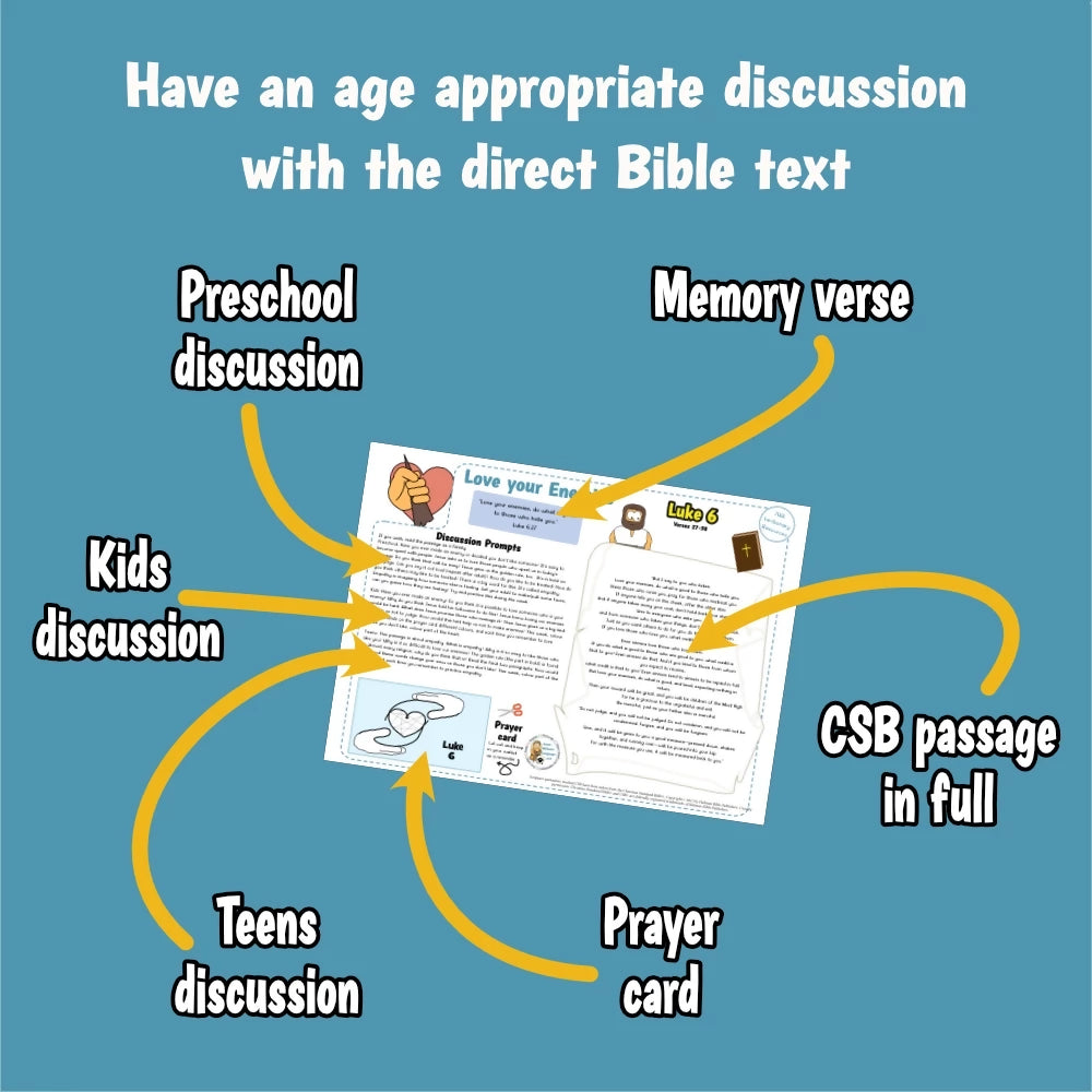 Love Your Enemies (Luke 6) - Kidmin lesson with Crafts and colouring