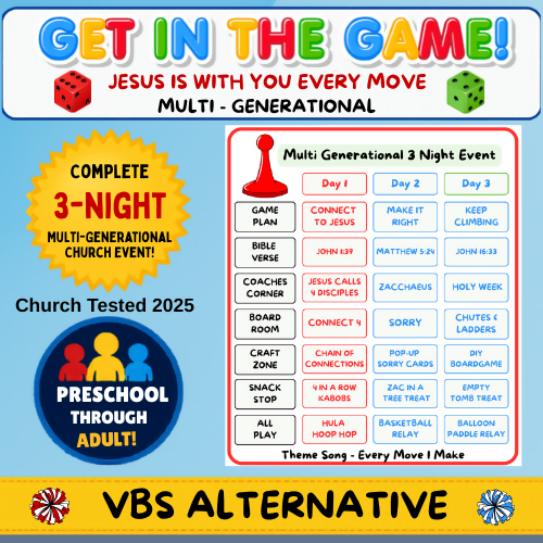 Get in the Game! Multi-Generational | Complete 3-Night Church Event Program | VBS Alternative