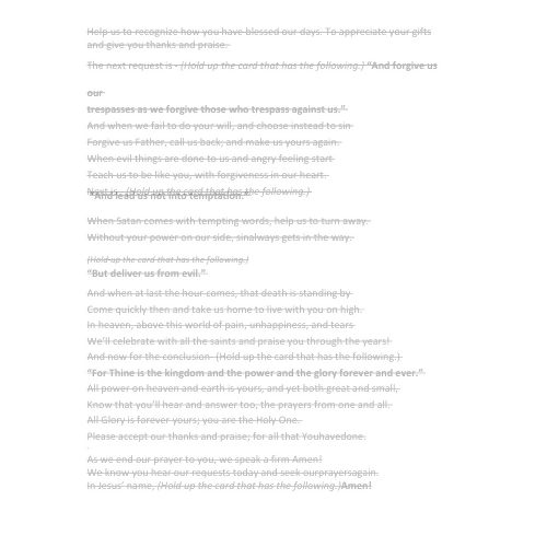 Children's Sermon/Message - The Lord's Prayer - (Matthew 6:9-13 or Luke 11:1-4)