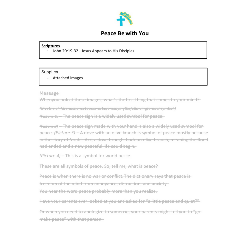 Peace Be with You - Jesus Appears to His Disciples - Children's Sermon/Lesson and Activity