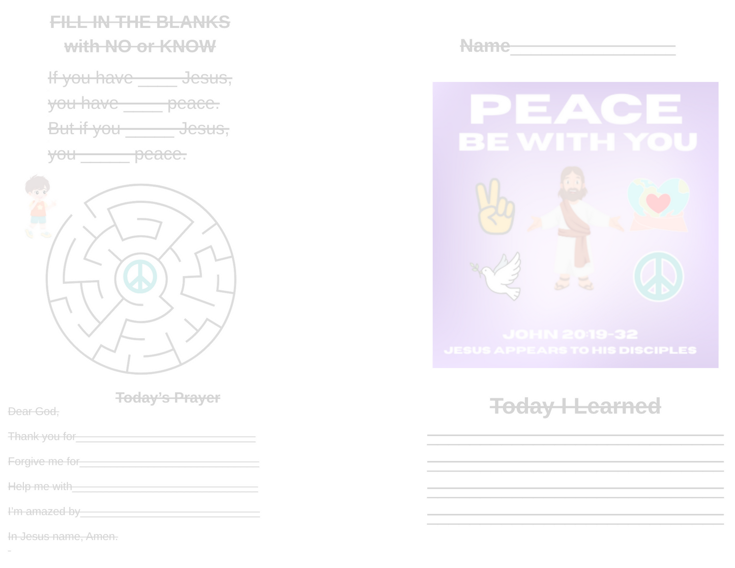 Peace Be with You - Jesus Appears to His Disciples - Children's Sermon/Lesson and Activity