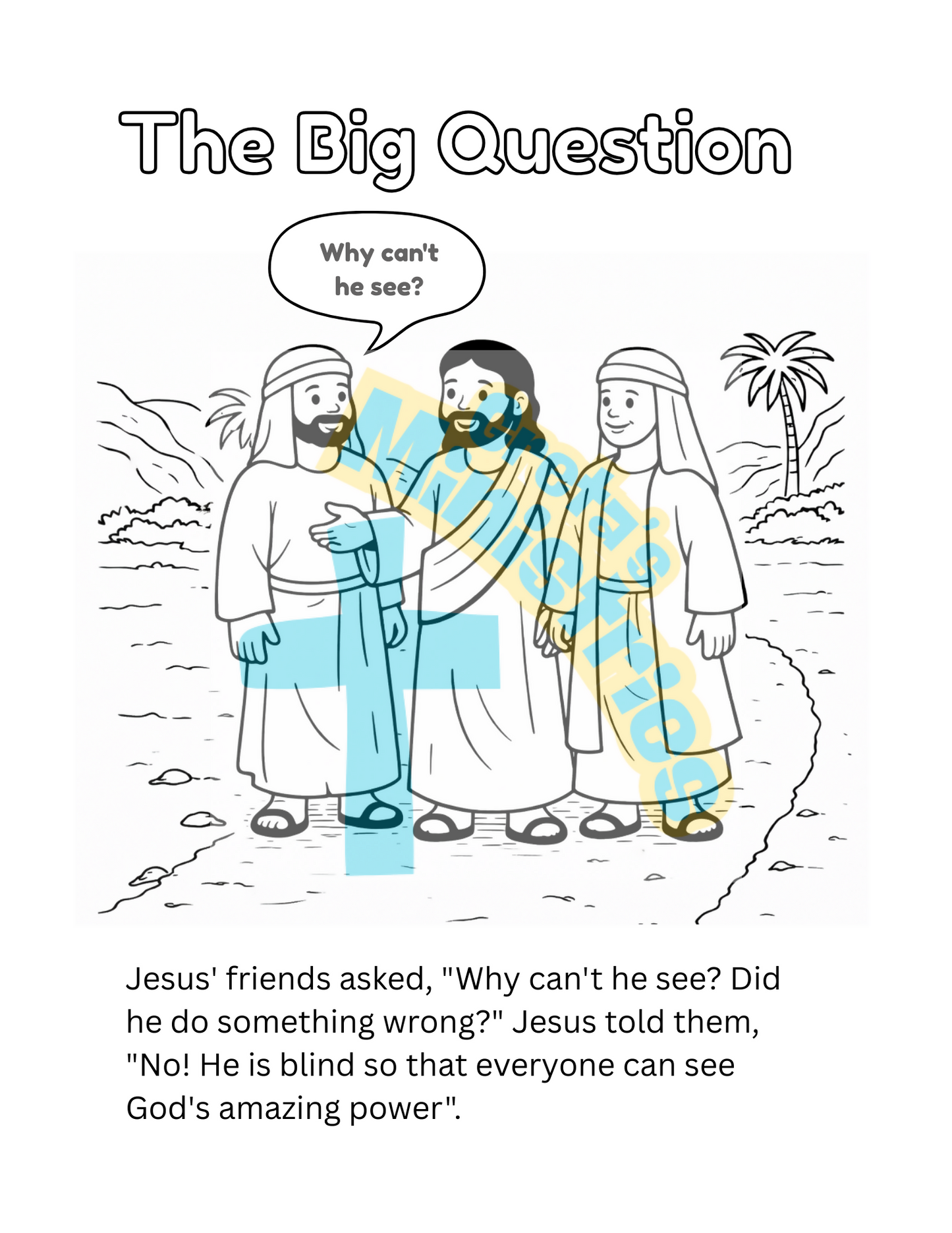 Jesus Heals A Man Born Blind Bible Story Coloring Book Preschool - 1st Lesson