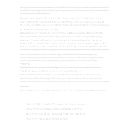 Two Part Children and Youth Sermon Series - Everything I Know About Christmas I Learned from Watching Cartoons