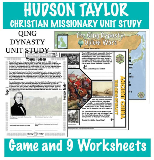 Hudson Taylor | Qing Dynasty | Social Studies Game + Worksheets | MissionariesHudson Taylor | Qing Dynasty | Social Studies Game + Worksheets | Missionaries