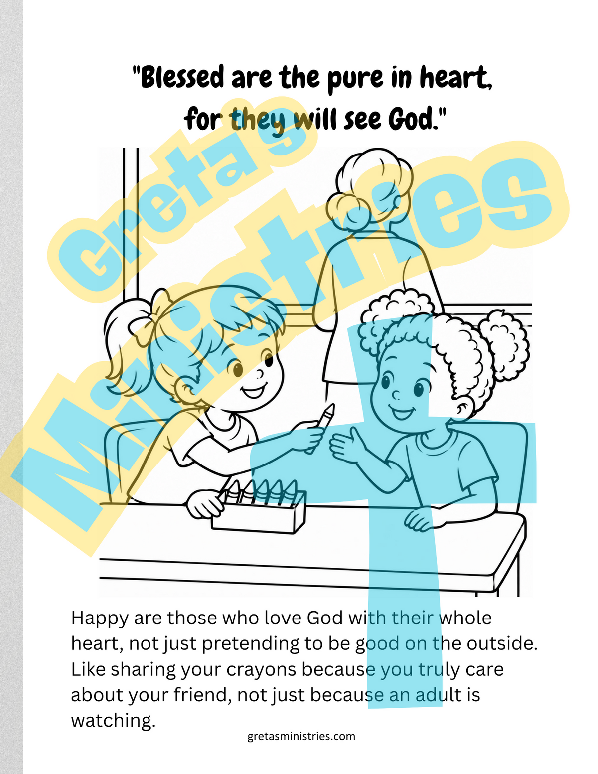 The Beatitudes Coloring Book with Explanations | Matthew 5:3–10 | PreK-2nd Grade