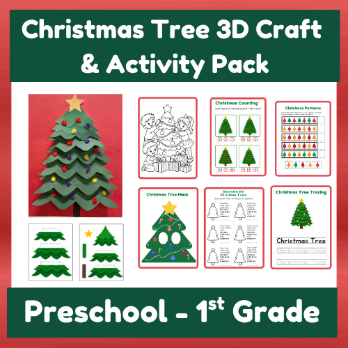 Christmas Tree 3D Craft & Activity Pack | Preschool–1st Grade