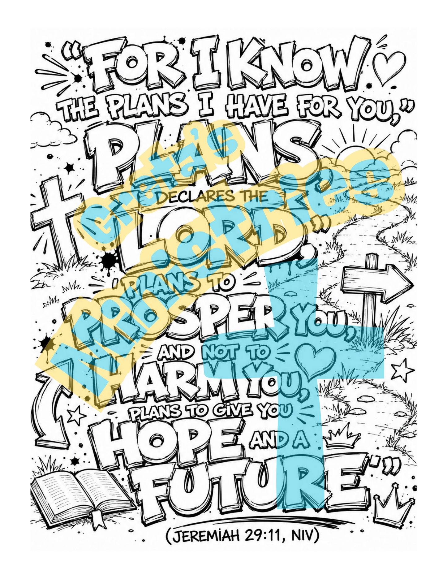Teen Bible Verse Coloring Pages & Posters Bundle | God's Plan for You