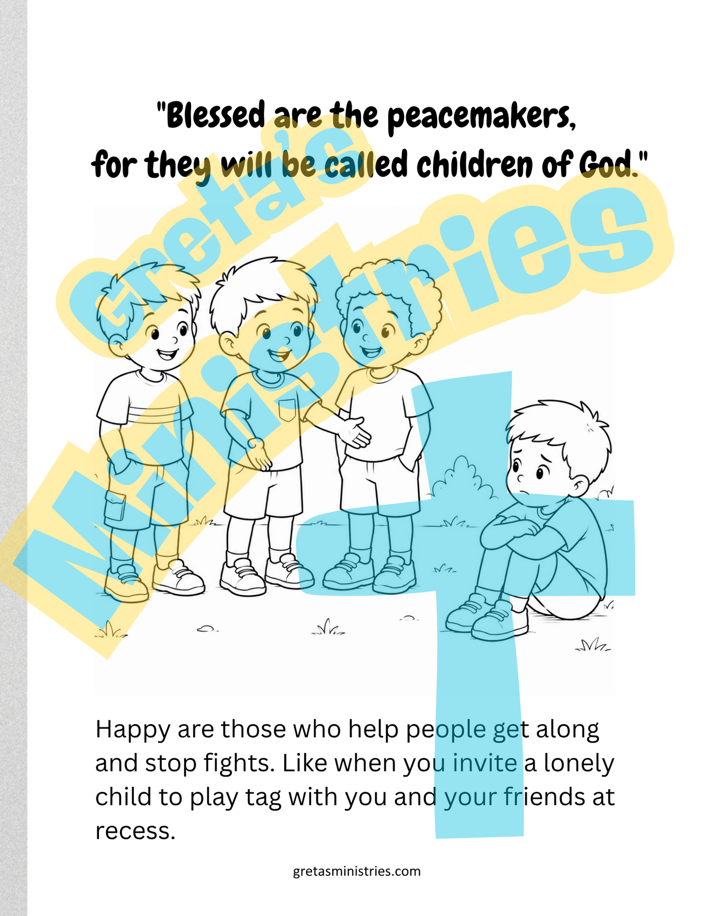 The Beatitudes Coloring Book with Explanations | Matthew 5:3–10 | PreK-2nd Grade