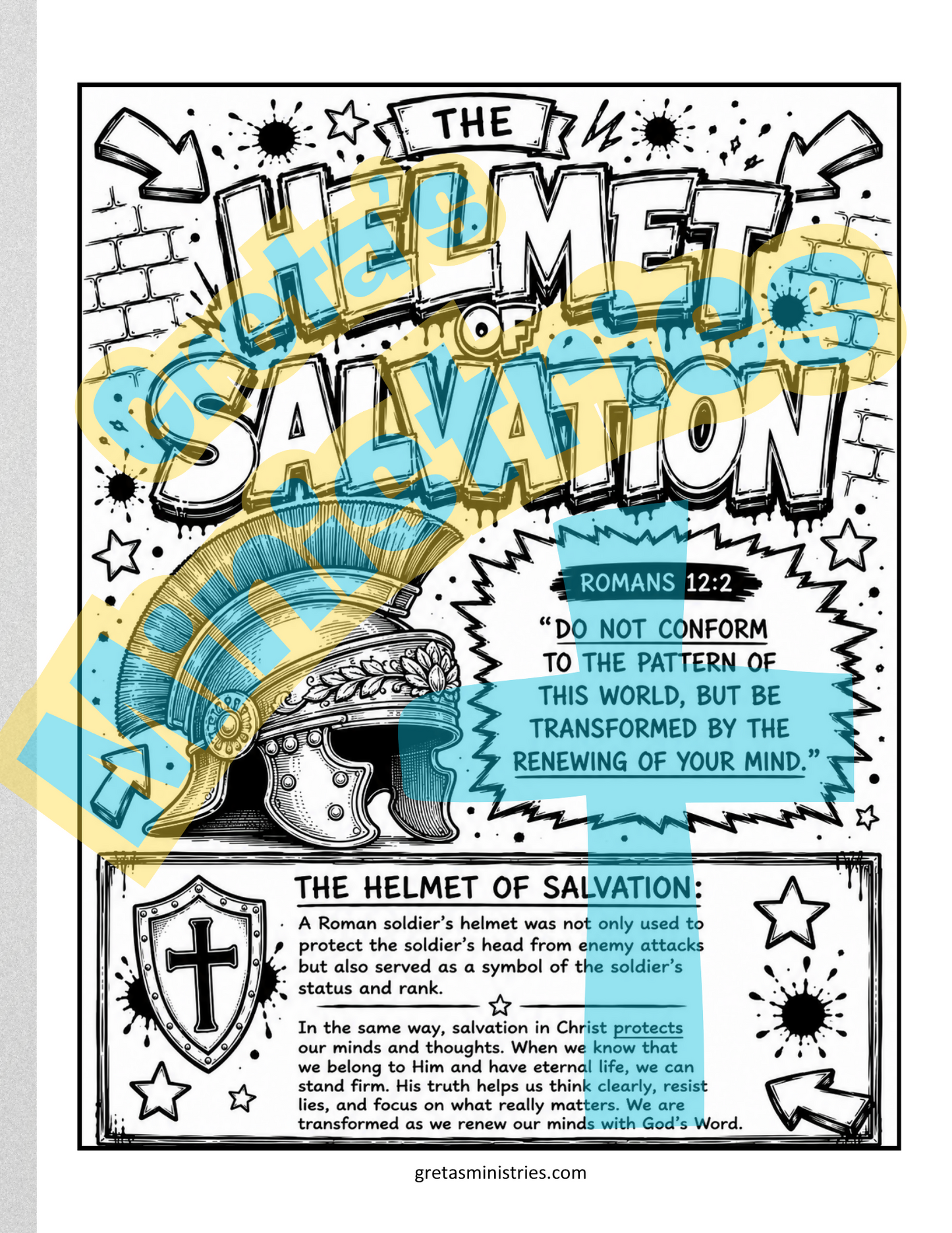 Armor of God Coloring Pages for Teens | Ephesians 6:10-17 Bible Study | 7 Pages