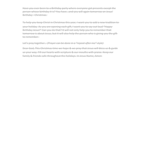 Children & Youth Sermon/Message/Lesson - Christmas Eve