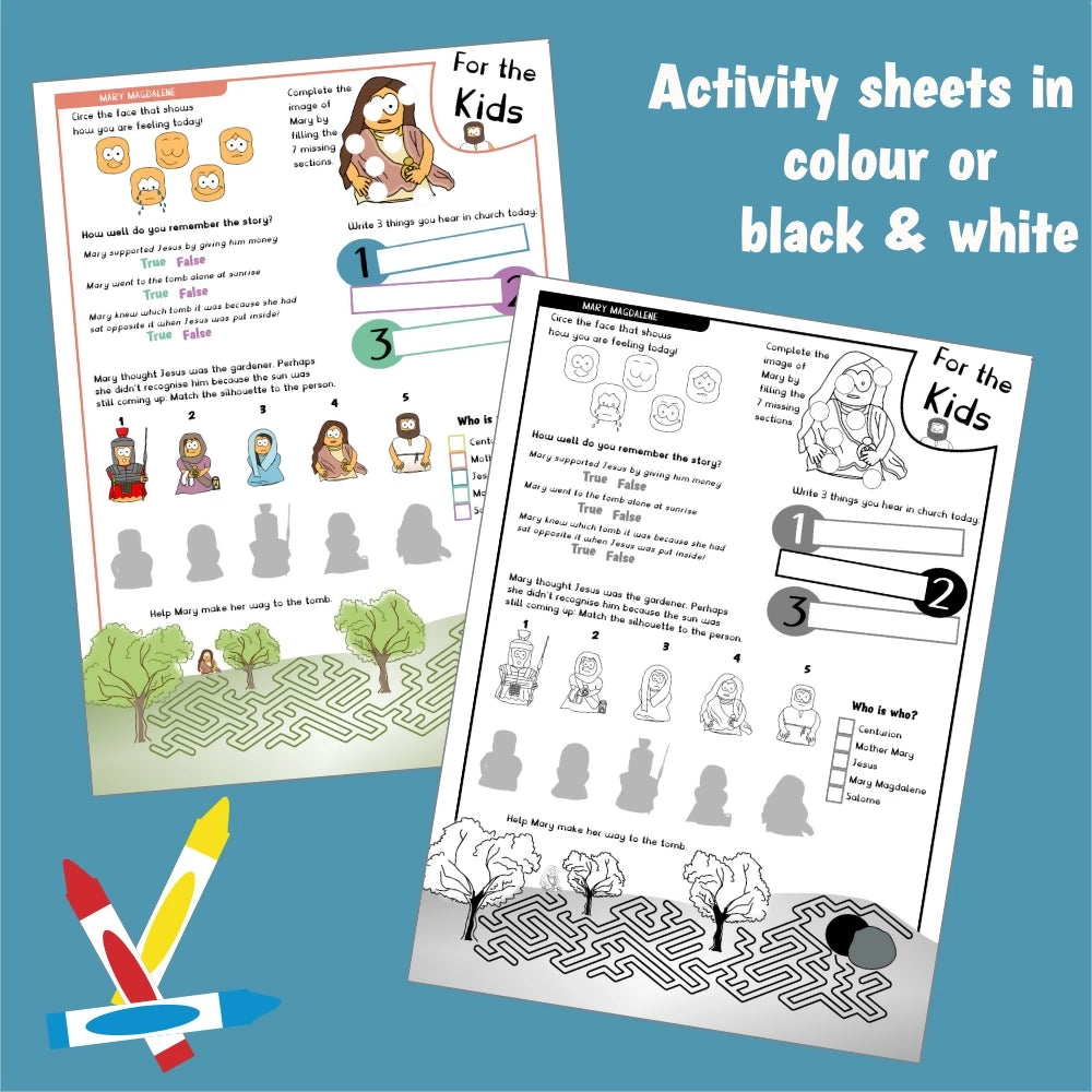 Mary Magdalene Worksheet and colouring page