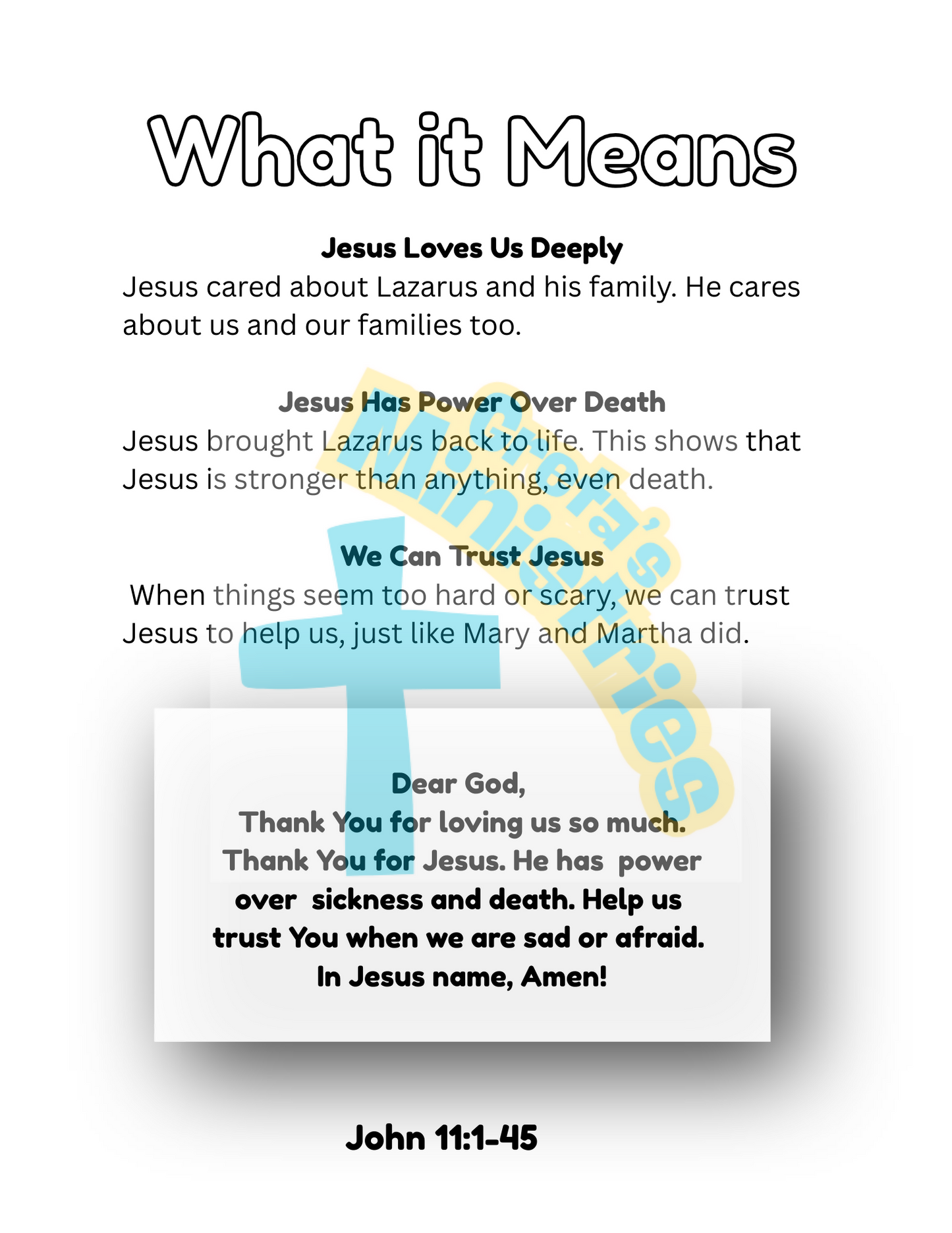 The Raising of Lazarus Bible Story Coloring Book / Lesson (Grades 2–5)