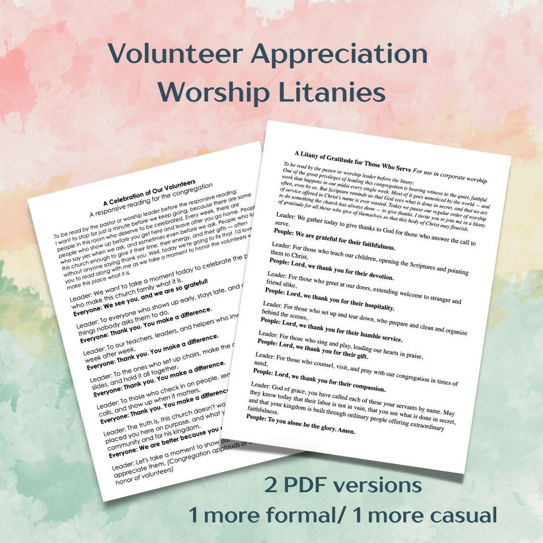 Volunteer Appreciation Litanies