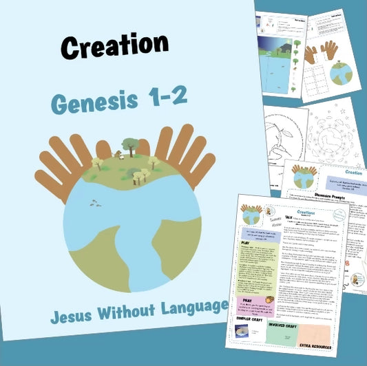 Creation (Genesis 1) Kidmin lesson with crafts and colouring