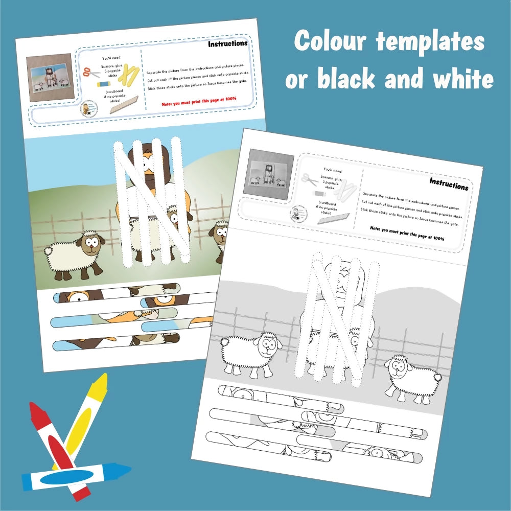 A Good Shepherd (John 10) Kidmin lesson with crafts and colouring