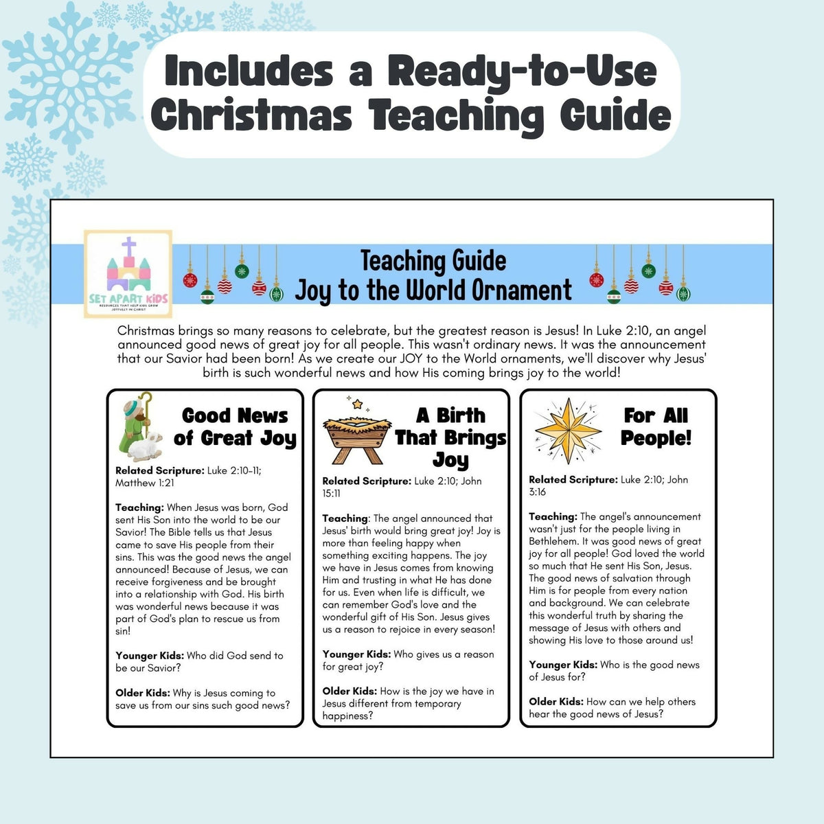 Joy to the World Christmas Bible Craft | Luke 2:10 Ornament for Kids