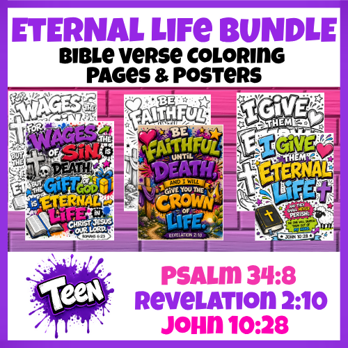 Teen Bible Verse Coloring Pages & Posters Bundle | Faith & Salvation
