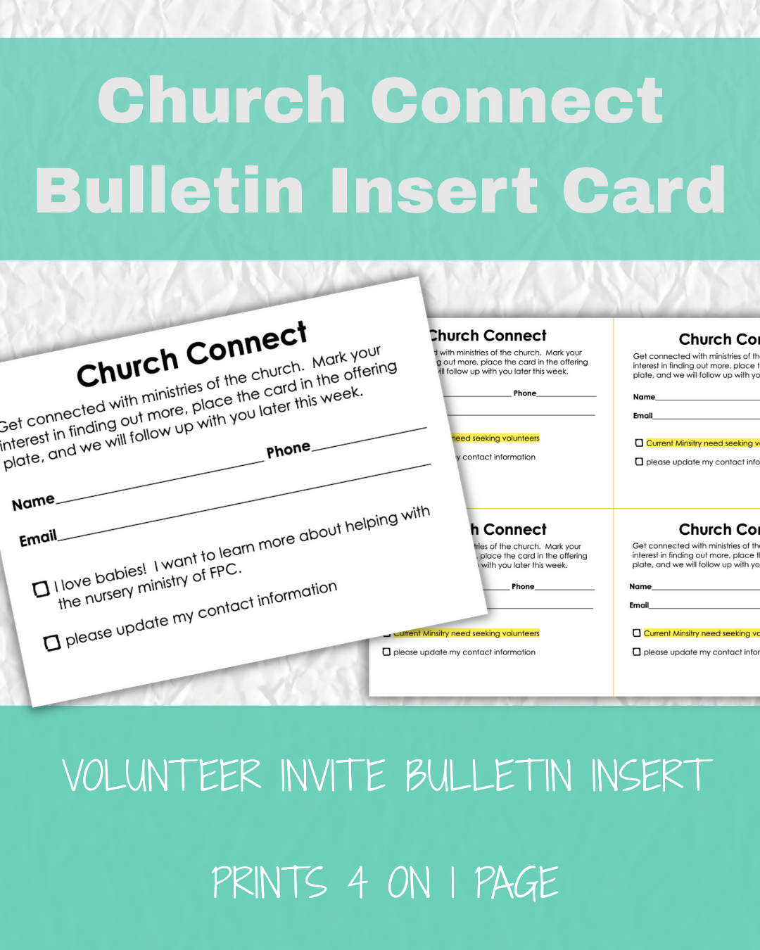 "Church Connect" Bulletin Insert Card