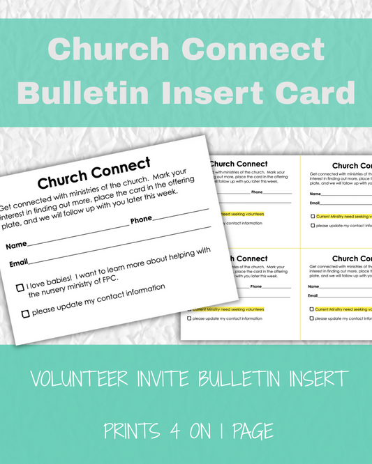 "Church Connect" Bulletin Insert Card