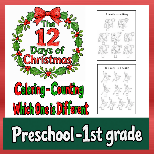 The 12 Days of Christmas – Preschool Coloring, Counting & Number Practice